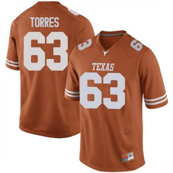Men University of Texas #63 Troy Torres Game Stitch Jersey Orange